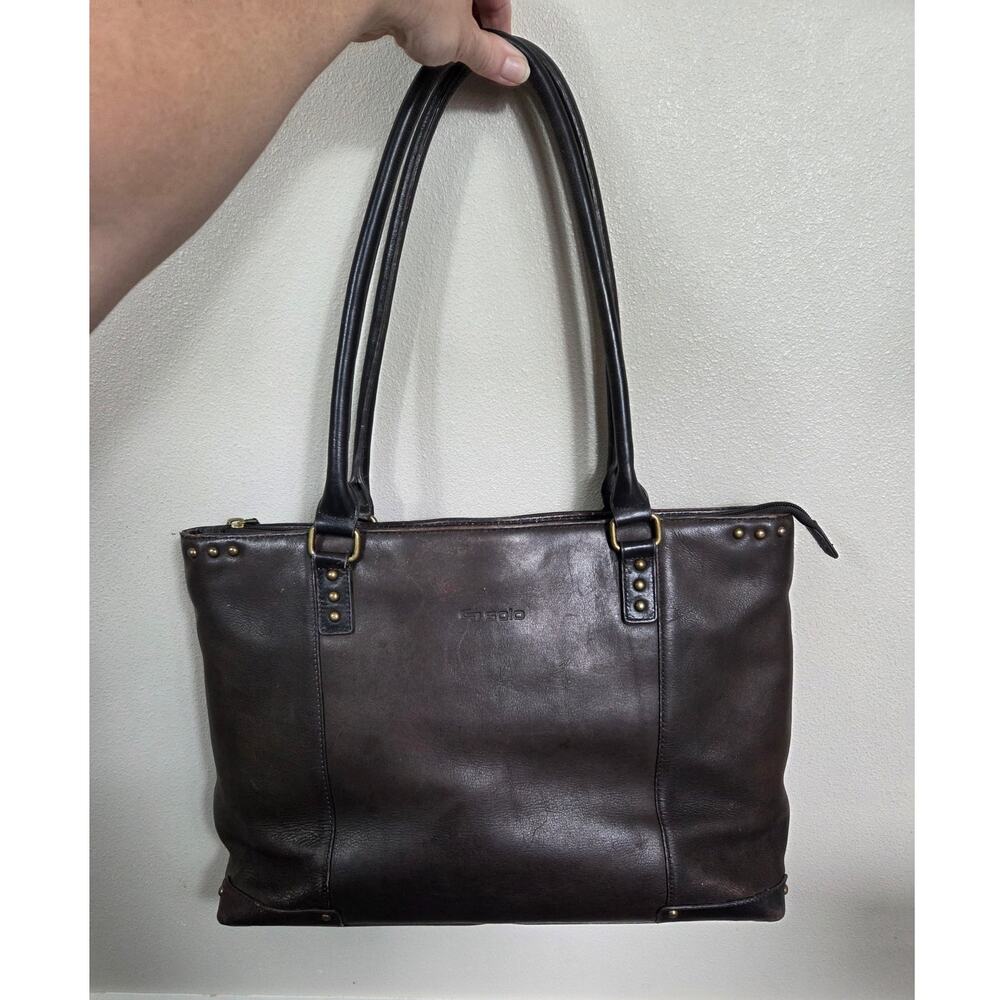 Solo Brown Leather Tote Bag Office Travel